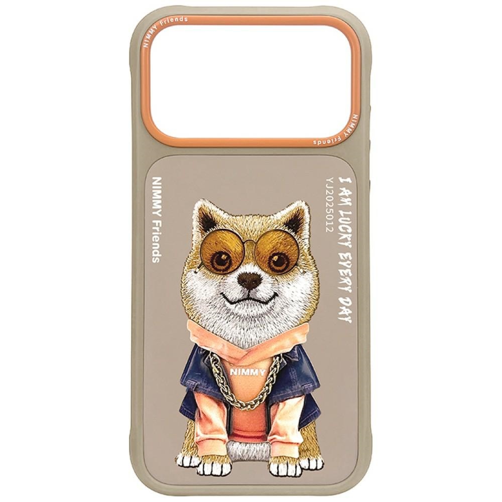 Beige NIMMY SIISTI SILMÄLASIPÄINEN KOIRA suojakuori IPHONE 18 Pro/17 Pro -puhelimelle