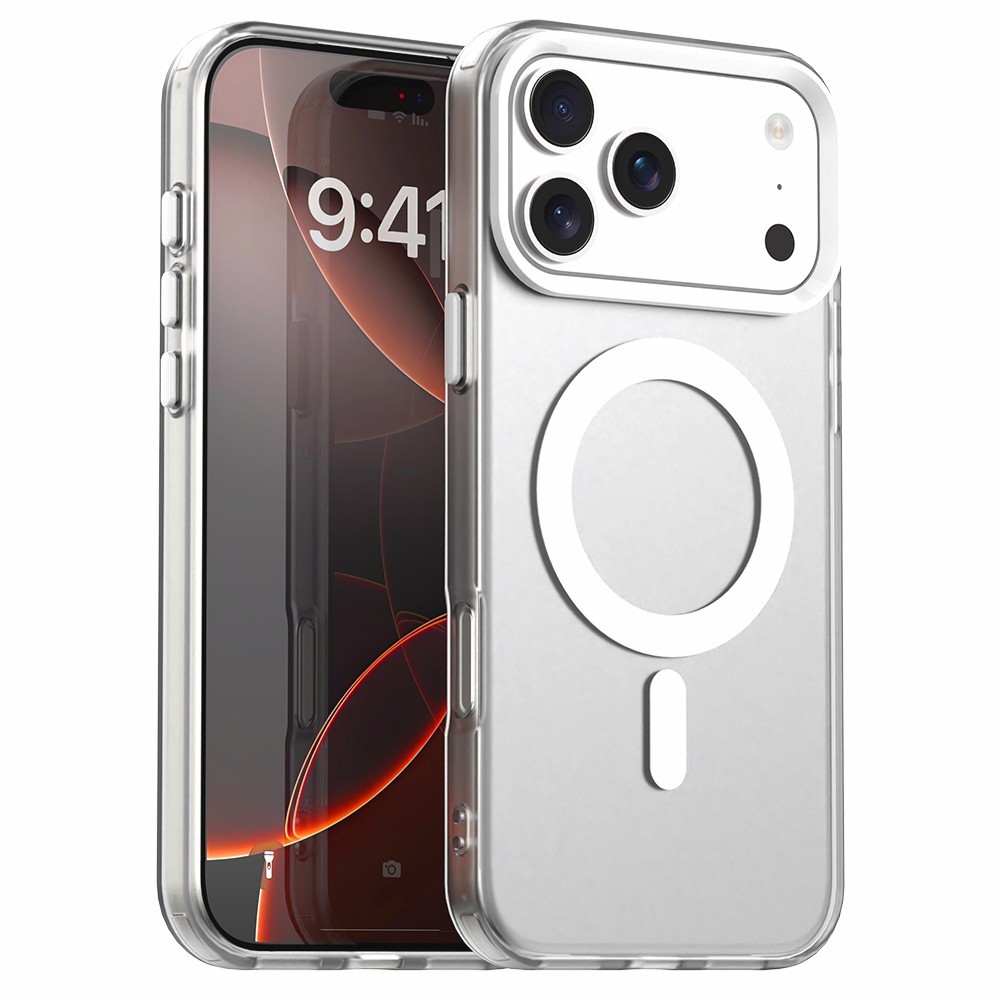 Valkoinen magneettinen iskunkestävä hybridisuojakuori puhelimelle iPhone 18 Pro / 17 Pro