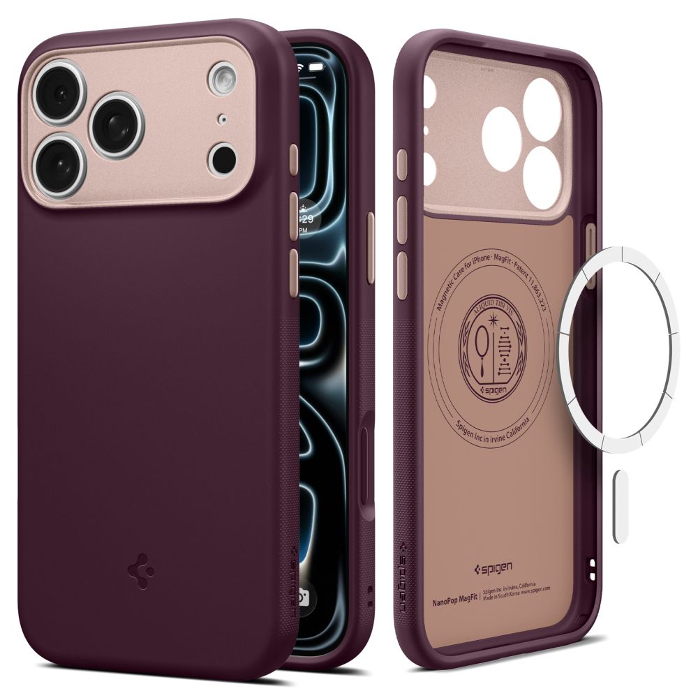 Spigen Nano Pop MagSafe  iPhone 18 Pro / 17 Pro kuori, tumma kirsikanpunainen