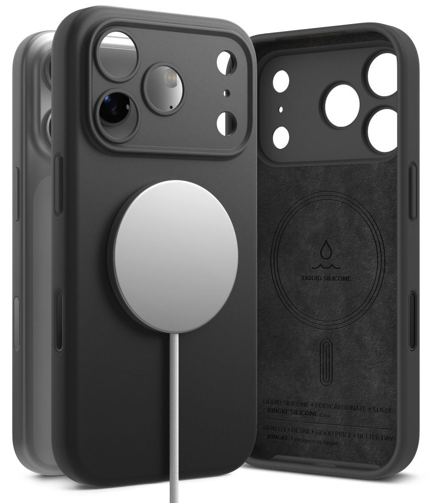 Ringke MagSafe -silikonisuojakuori laitteelle iPhone 18 Pro Max – musta