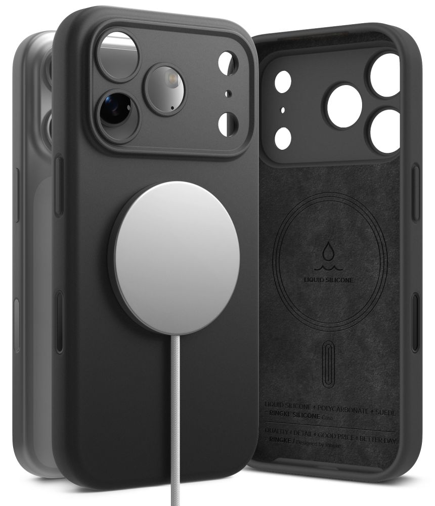 Ringke MagSafe -silikonisuojakuori laitteelle iPhone 18 Pro – musta