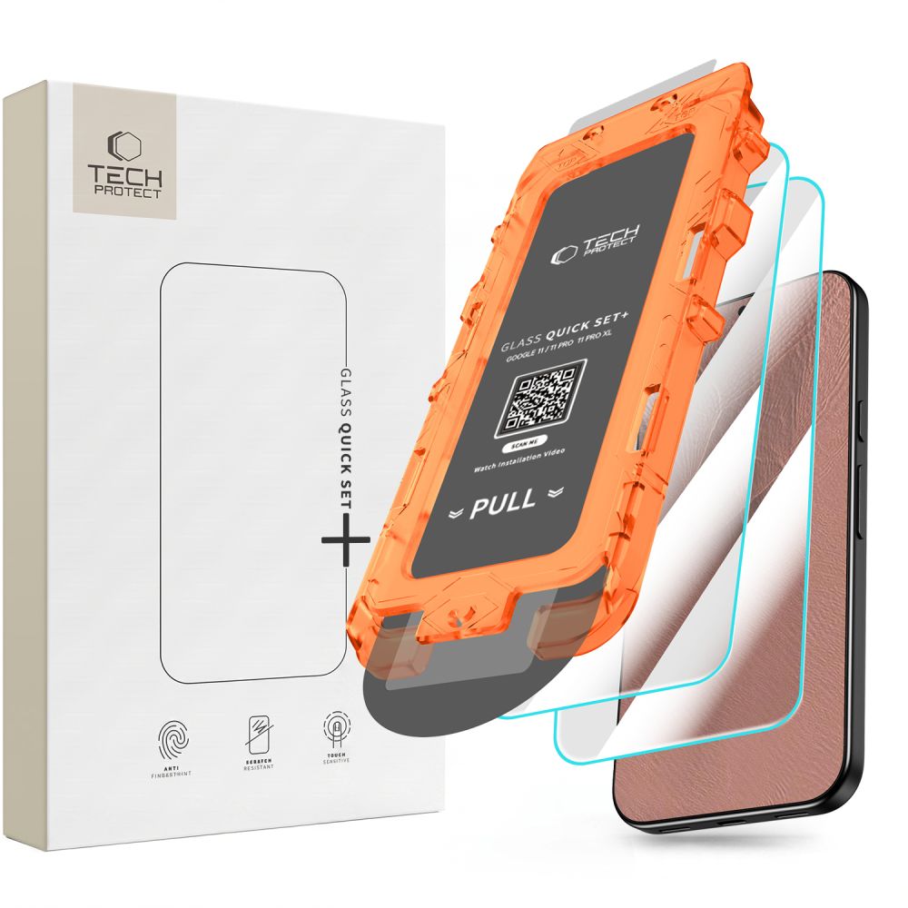 Tech-Protect Quick Set+ -karkaistut suojalasit laitteelle Google Pixel 9 Pro XL / 10 Pro XL / 11 Pro XL, 2 kpl
