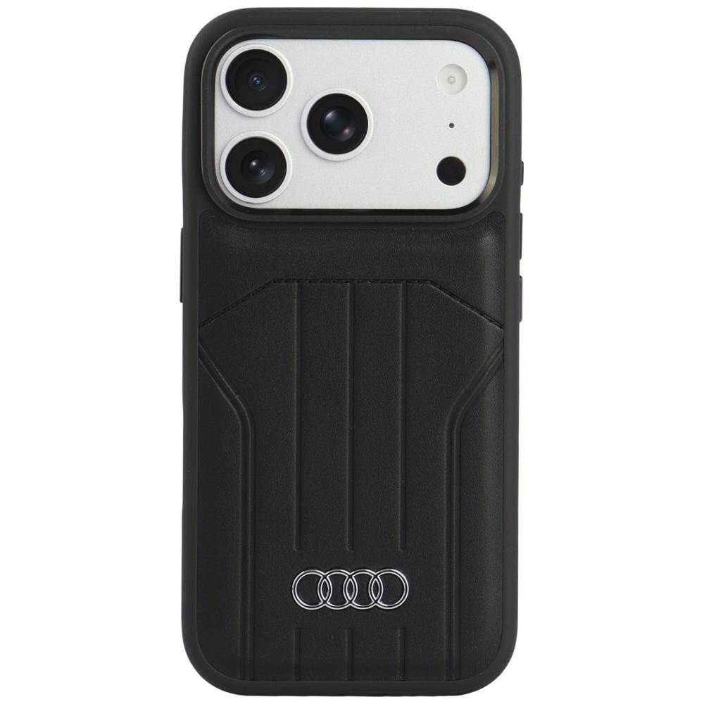 Audi -keinonahkasuojakuori laitteelle iPhone 18 Pro / 17 Pro, MagSafe-yhteensopiva – musta