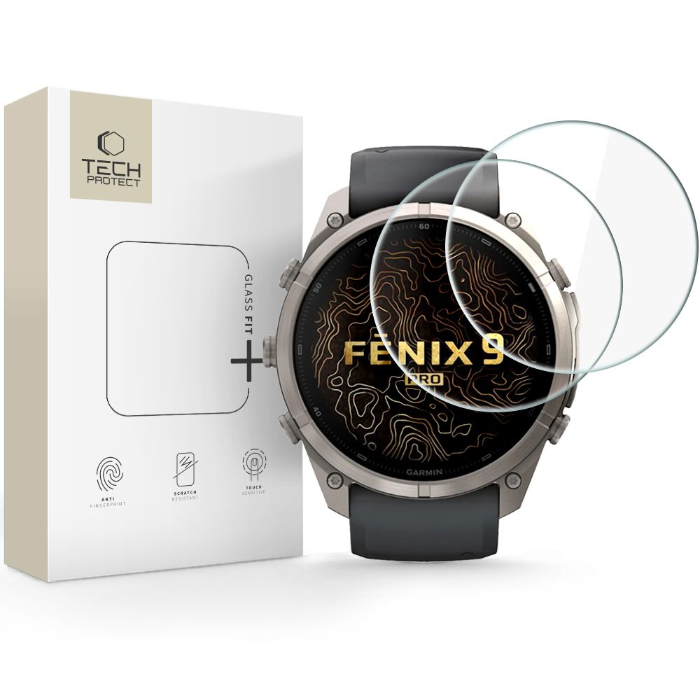 Tech-Protect Glass Fit+ -karkaistut suojalasit laitteelle Garmin Fenix 9 Pro 51 mm, 2 kpl