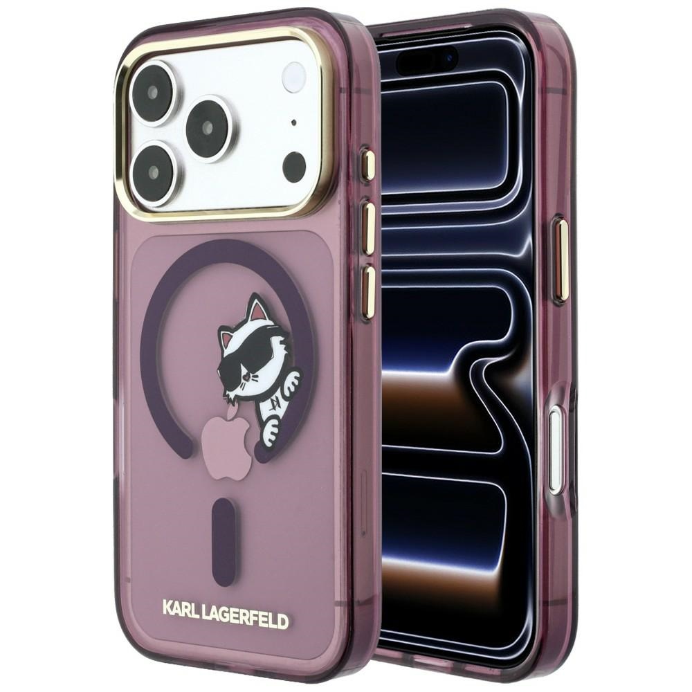 Karl Lagerfeld Peekaboo Logo -suojakuori laitteelle iPhone 18 Pro Max / 17 Pro Max, MagSafe-yhteensopiva – viininpunainen