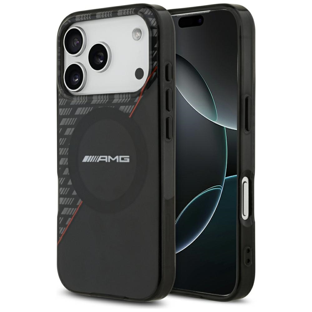 Mercedes AMG IML Double Layer Rhombs -suojakuori laitteelle iPhone 18 Pro / 17 Pro, MagSafe-yhteensopiva – musta ja punainen