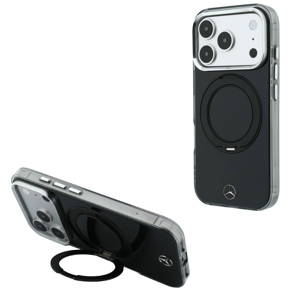 Mercedes Iconic Logo -suojakuori laitteelle iPhone 18 Pro Max / 17 Pro Max, rengastuella, MagSafe-yhteensopiva – musta