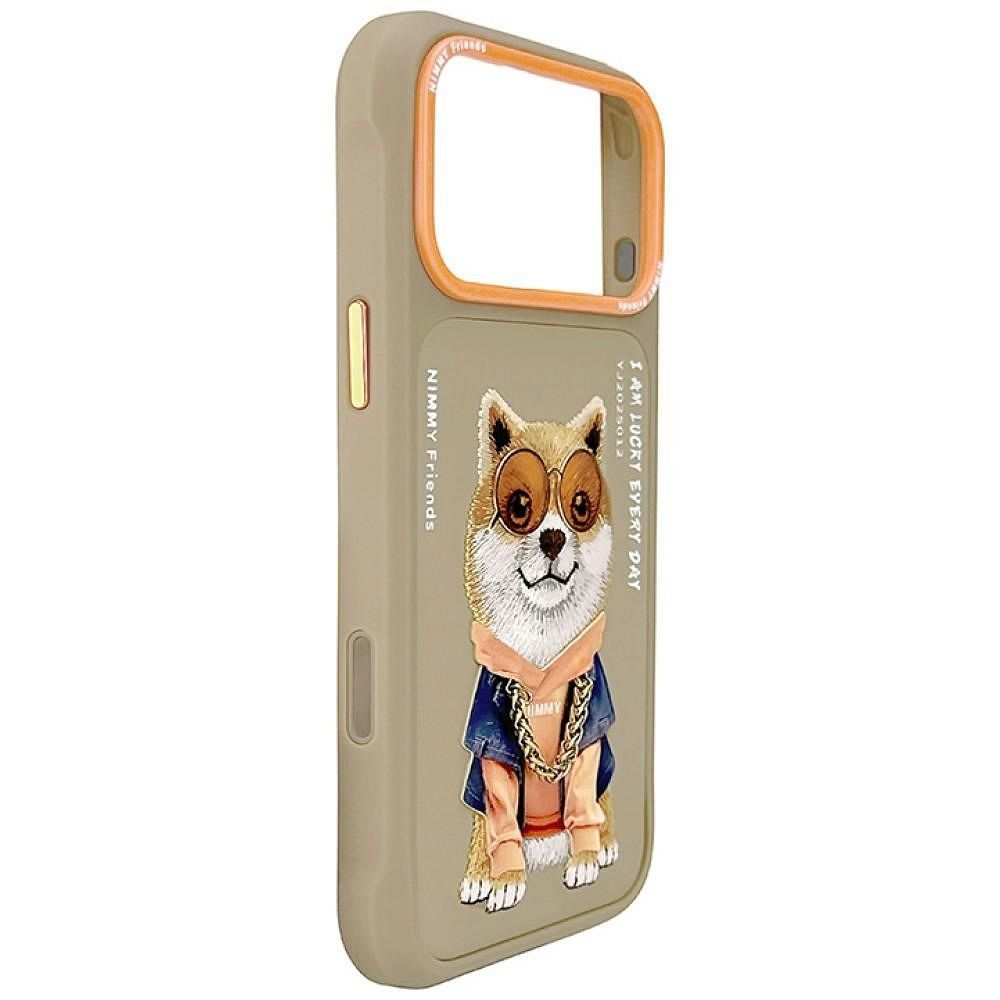 Beige NIMMY SIISTI SILMÄLASIPÄINEN KOIRA suojakuori IPHONE 18 Pro Max/17 Pro Max -puhelimelle