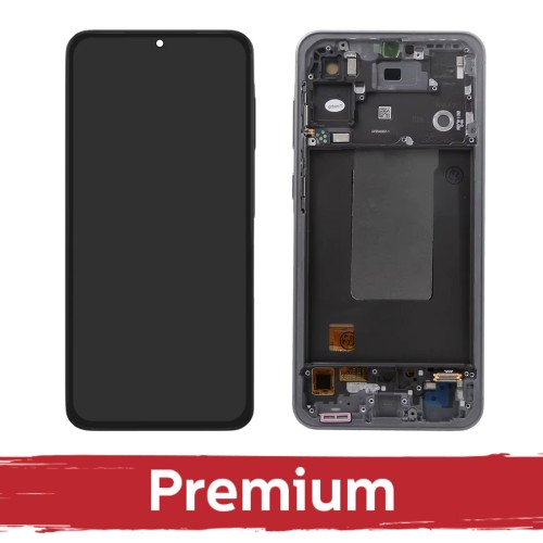 LCD-näyttö mallille Samsung A566 A56 5G, kehyksellä, Graphite (OEM)