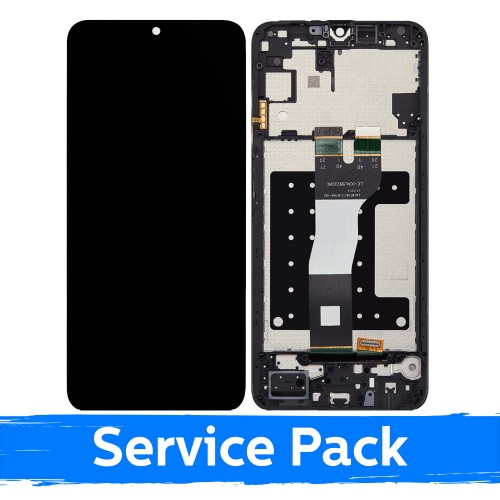 LCD-näyttö Samsung A057 A05s -puhelimelle, kehyksellä ja akulla, musta (Service Pack)