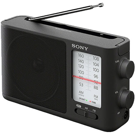 Sony ICF-506 -analogiradio, 5 W, musta