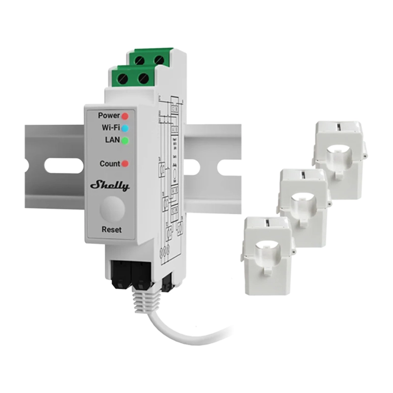 Shelly PRO 3EM 120A 3-vaihe WiFi/Bluetooth/Matter sähkömittari