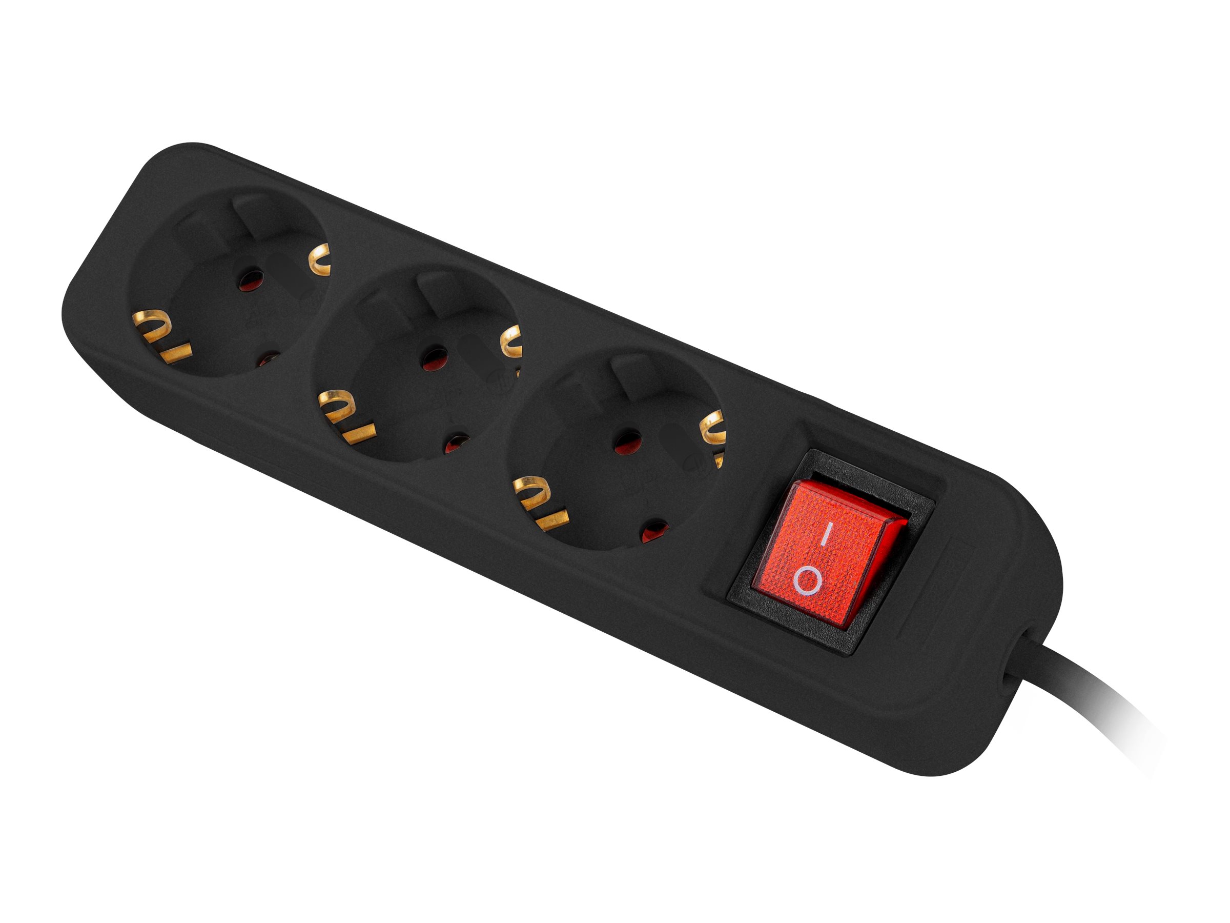 Lanberg PS1-03F-0150-BK -jatkojohto johdonsuojakatkaisijalla, 3× Schuko, 1,5 m, musta