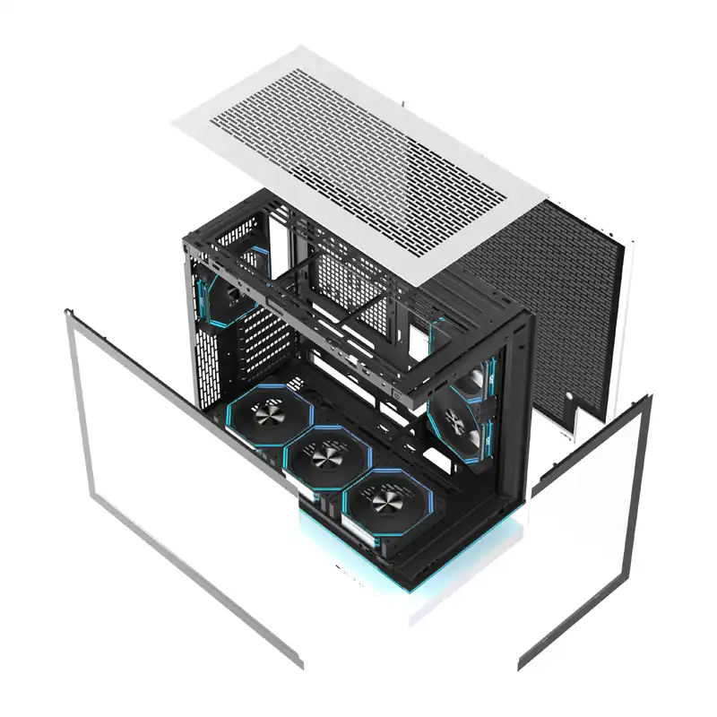 DarkFlash F1 ATX -tietokonekotelo ja 6 tuuletinta, valkoinen