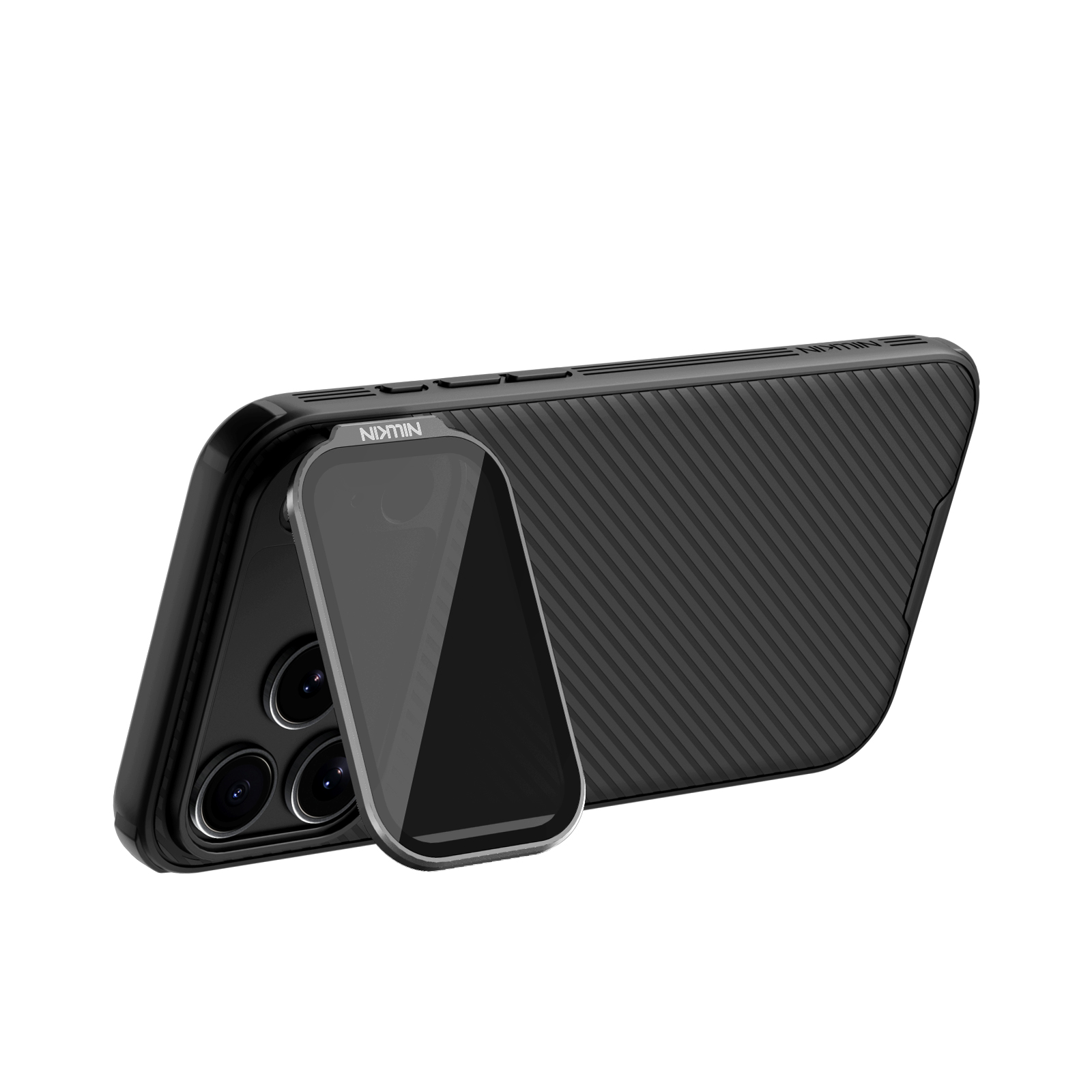Nillkin CamShield Prop -magneettisuojakuori iPhone 17 Pro Max / iPhone 18 Pro Max -puhelimelle, musta, läpinäkyvällä linssinsuojuksella varustettu versio
