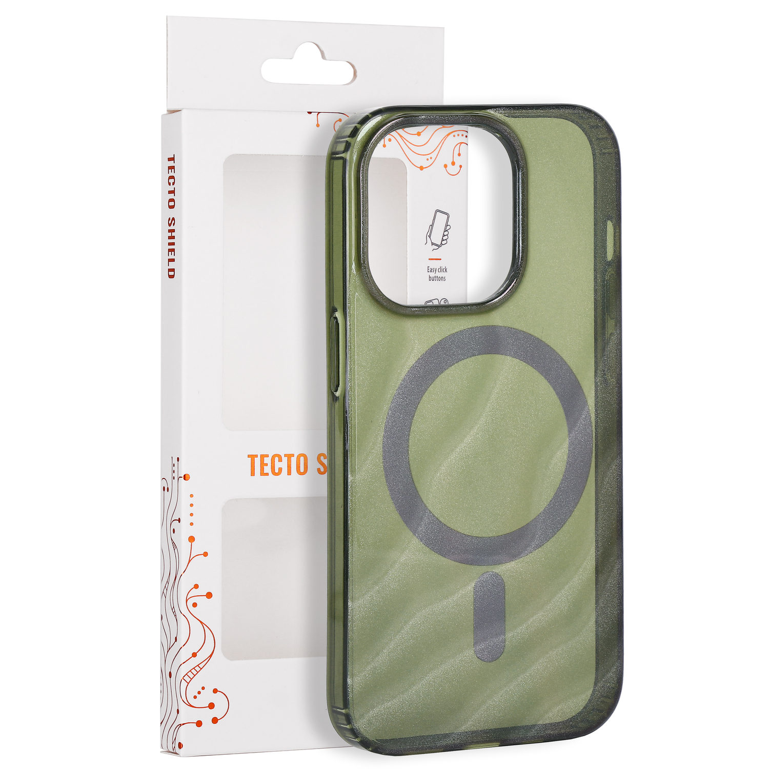 Tecto Shield Desert Mag -suojakuori mallille iPhone 14 Pro 6,1", tumman oliivinvihreä