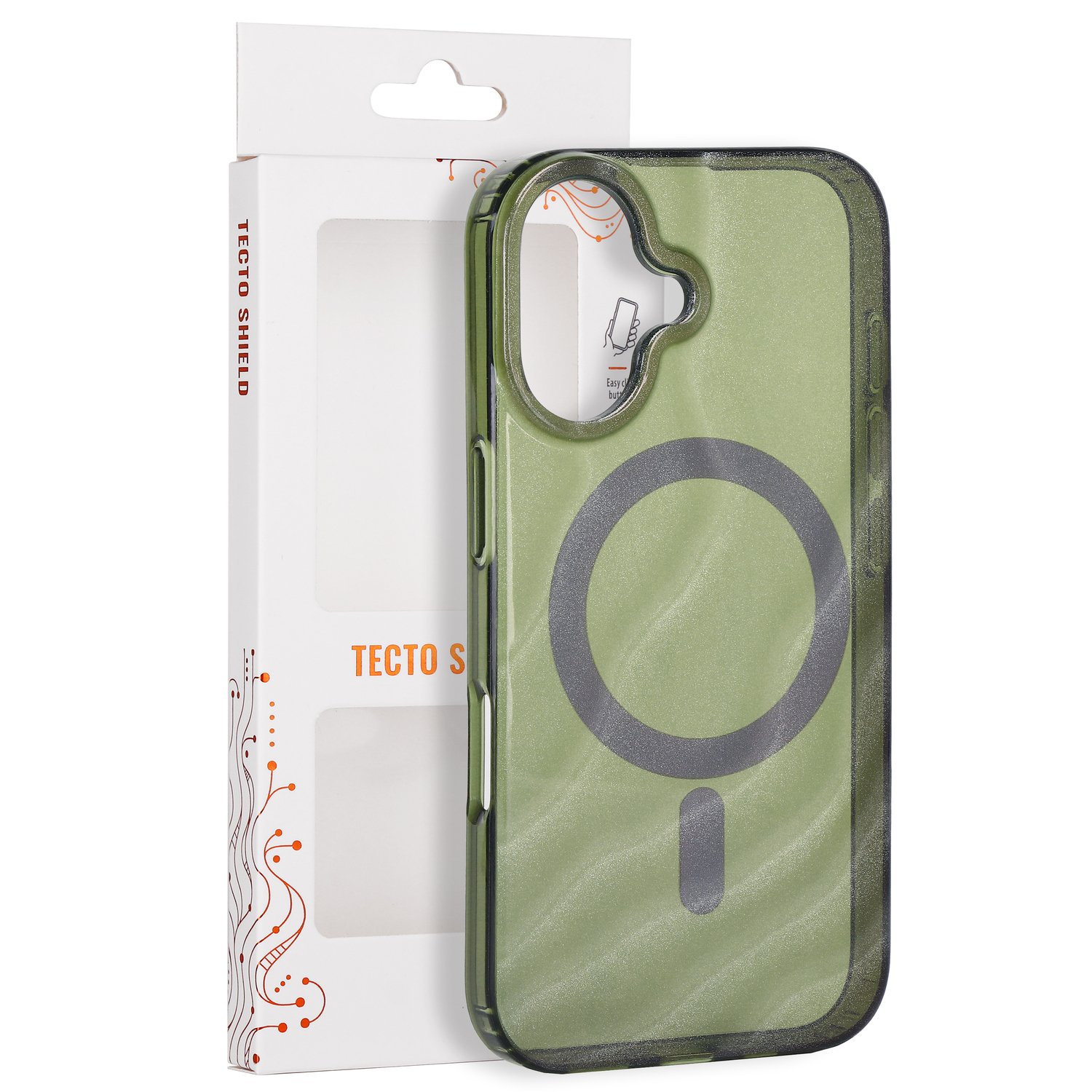 Tecto Shield Desert Mag -suojakuori mallille iPhone 16 6,1", tumman oliivinvihreä