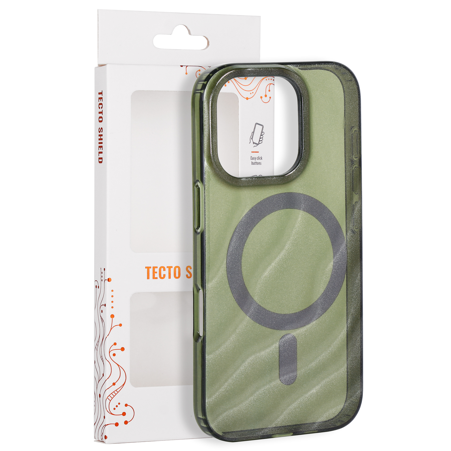 Tecto Shield Desert Mag -suojakuori mallille iPhone 16 Pro 6,3", tumman oliivinvihreä