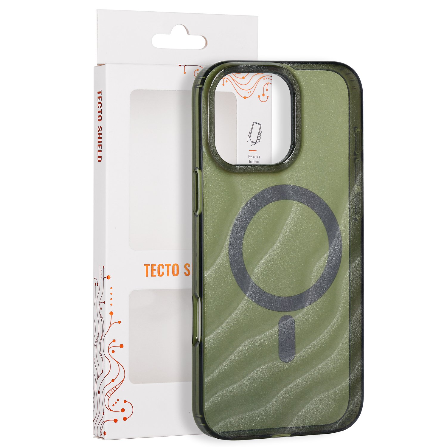Tecto Shield Desert Mag -suojakuori mallille iPhone 16 Pro Max 6,9", tumman oliivinvihreä