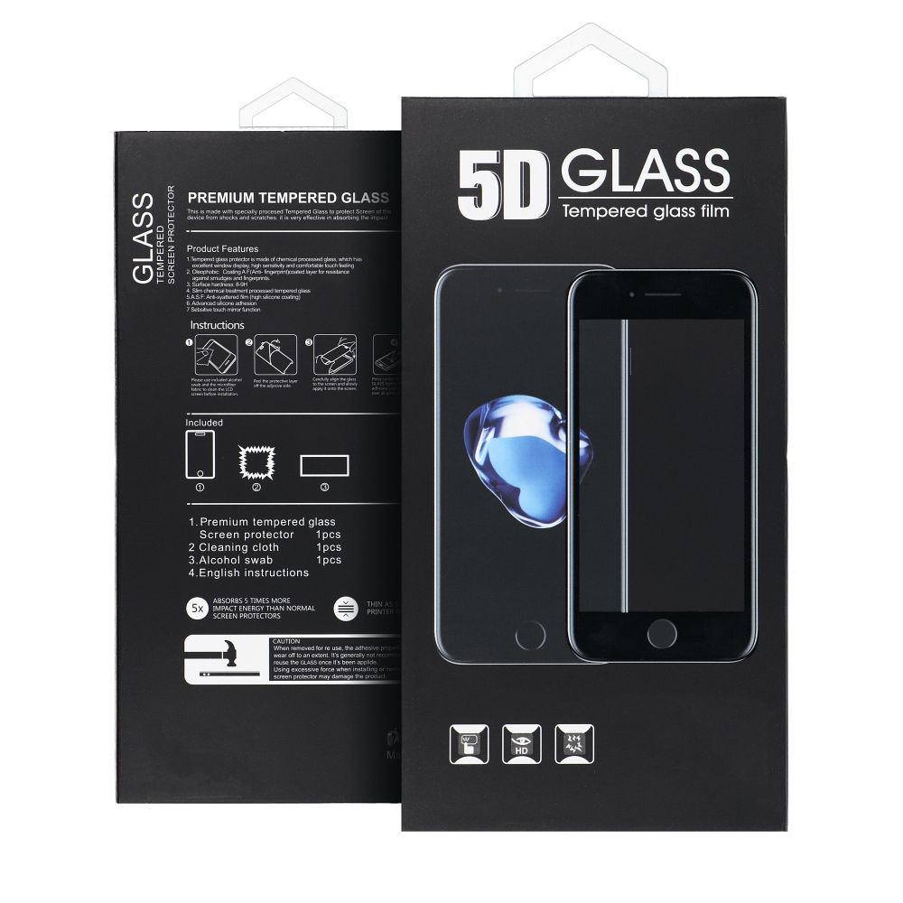 Musta matta 5D -karkaistu suojalasi, joka liimautuu koko pinnalta, iPhone 18 Pro -puhelimelle