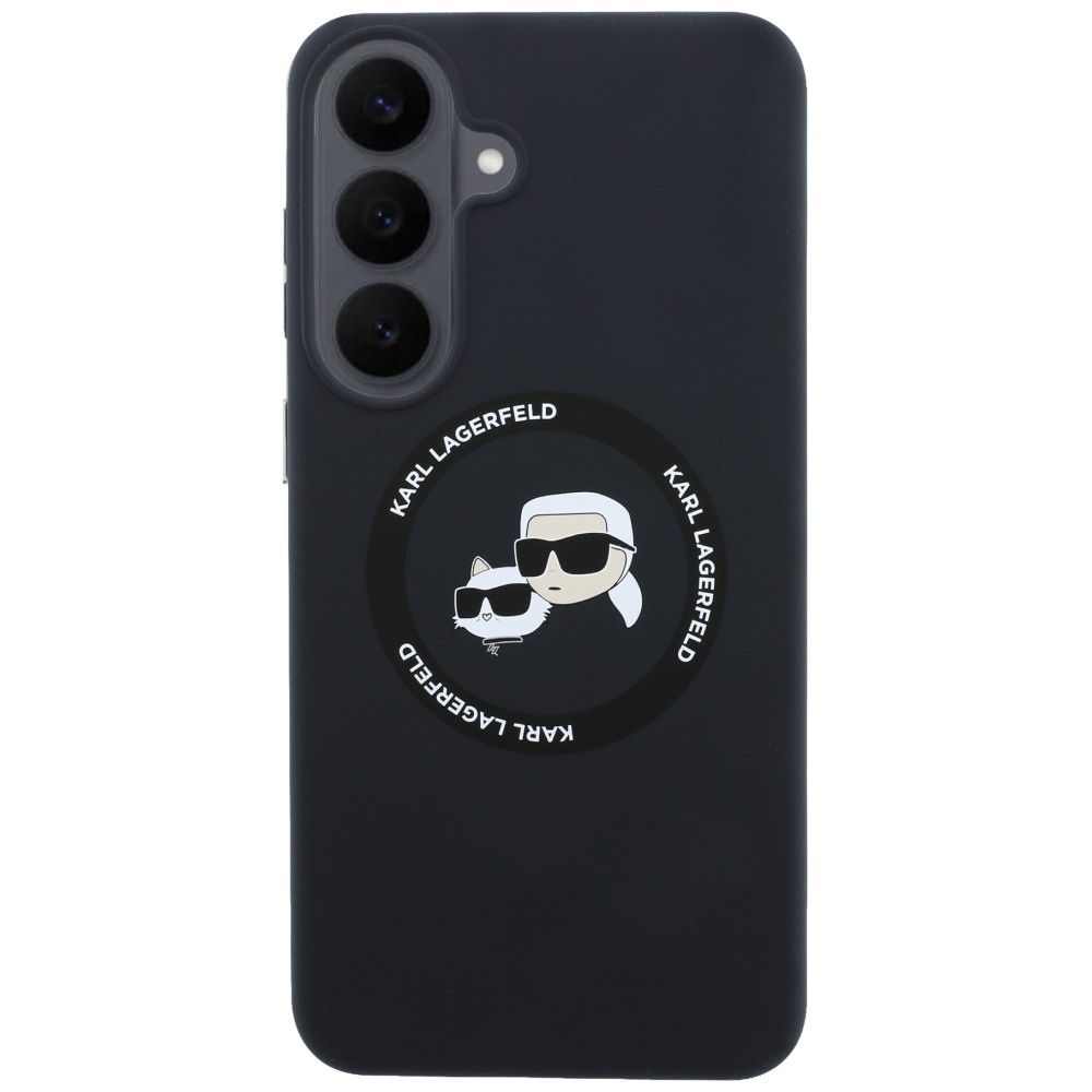 Karl Lagerfeld Silicone Karl&Choupette Heads MagSafe -suojakuori Samsung Galaxy S26 FE – musta