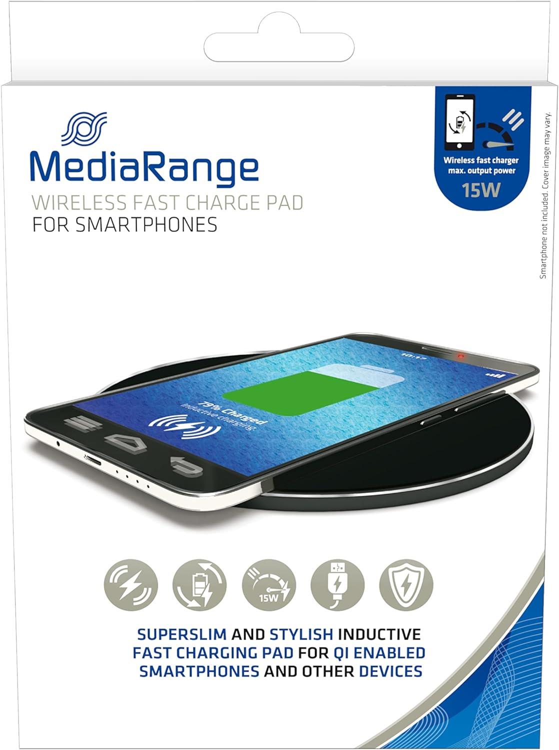 MediaRange MRMA118 -langaton latausalusta puhelimelle, 15 W, musta