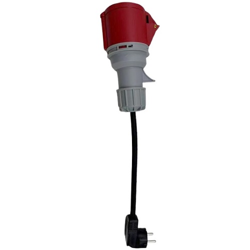 Sähköauton laturin sovitin: CEE-naarasliitin 11 kW, 16 A – Schuko-pistoke 230 V, 3,5 kW