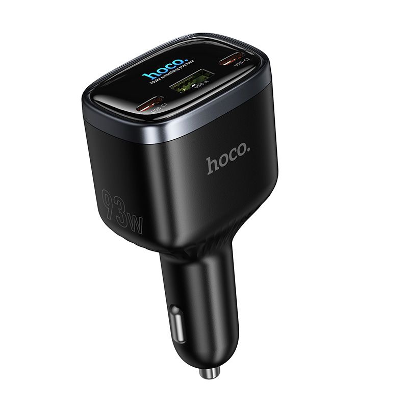 Hoco Z70 -autolaturi, USB-A + 2 × USB-C, PD QC3.0, 93 W, musta