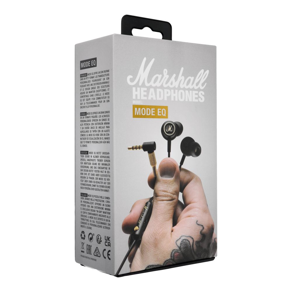 Mustakultaiset langalliset nappikuulokkeet 3,5 mm:n liitännällä Marshall EQ