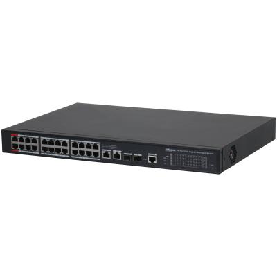 Dahua S4228-24GT-360 -hallittava L2-verkkokytkin, 26 RJ-45 Gigabit Ethernet (10/100/1000) -porttia, PoE, 24 PoE-porttia, PoE-kokonaisteho 360 W