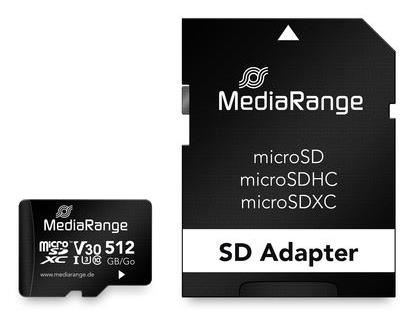 MediaRange MR947 microSDXC -muistikortti, 512 GB, UHS-1, sovittimella