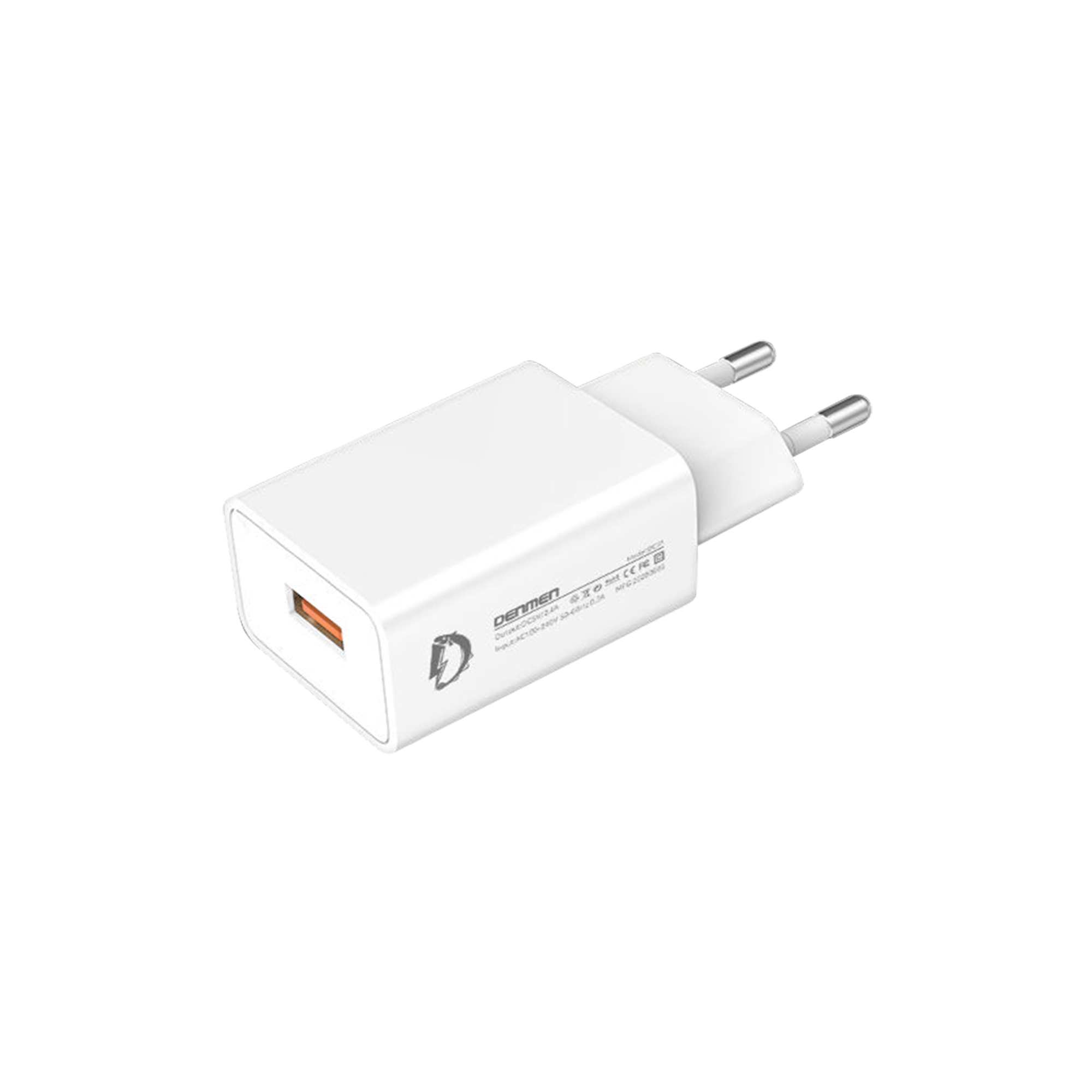 Laturi Denmen (DC01) (1xUSB 2.4A) valkoinen