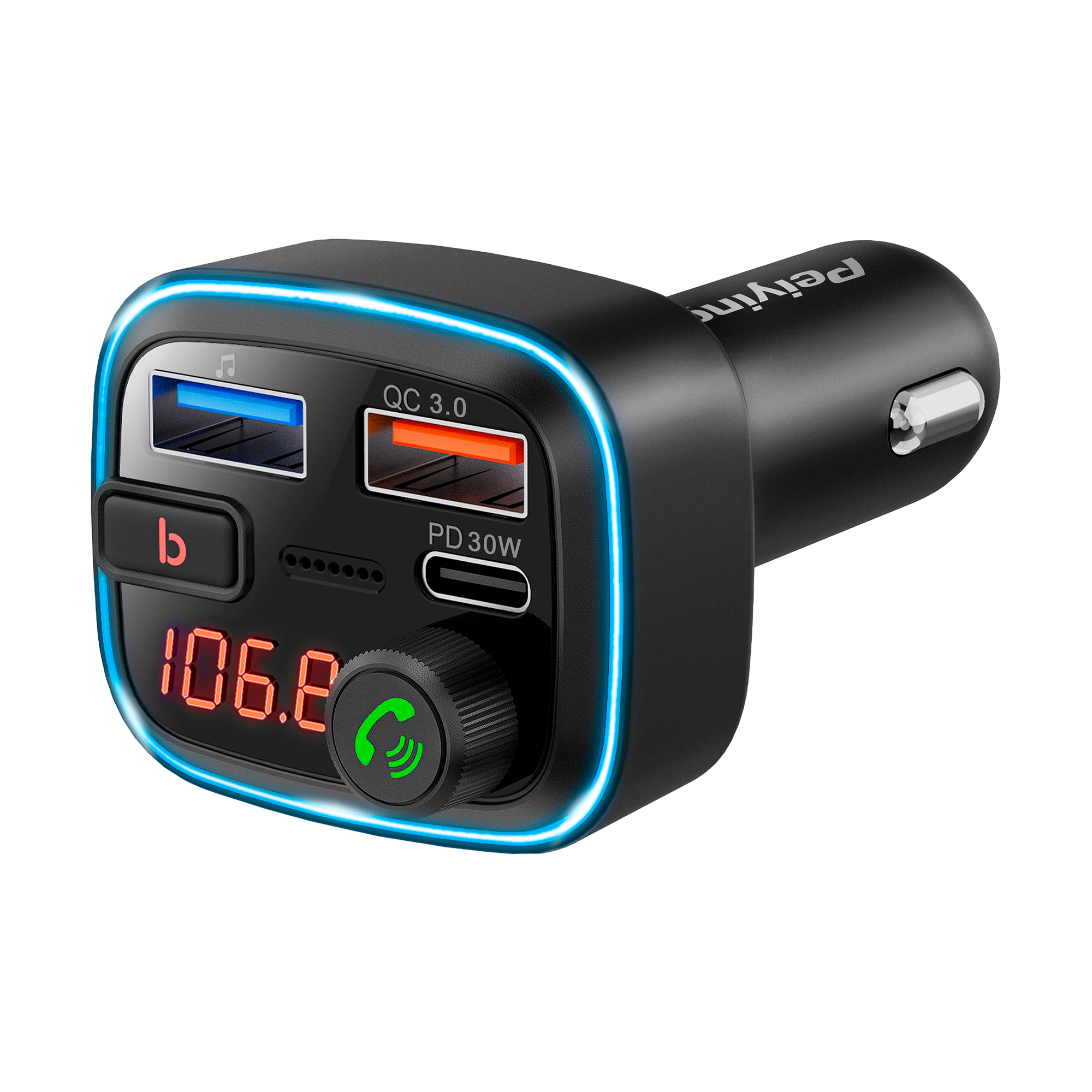 Auton FM-lähetin, Bluetooth, 2 USB-porttia ja USB-C